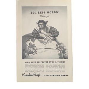 Vintage 1935 Canadian Pacific Less Ocean to Europe Ad Advertisement